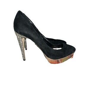 Vince Camuto black suede high heel with champagne glitter heel Size 9/39